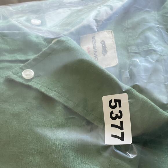 Bensimon 100% Linen Shirt Mens Small Green Button Down Long Sleeve Preppy - Picture 13 of 13